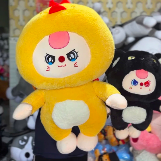 Thú nhồi bông baby three gà vàng đáng yêu - Size từ 35cm đến 70cm - Quà tặng gấu bông bb3 mèo đen êm mịn cho bé