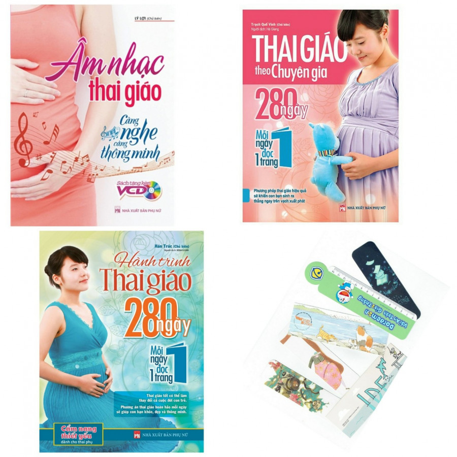 Combo Âm Nhạc Thai Giáo - Càng Nghe Càng Thông Minh + Hành Trình Thai Gíao 280 Ngày + Thai Giáo Theo Chuyên Gia 280 Ngày + Tặng Kèm Bookmark AHA