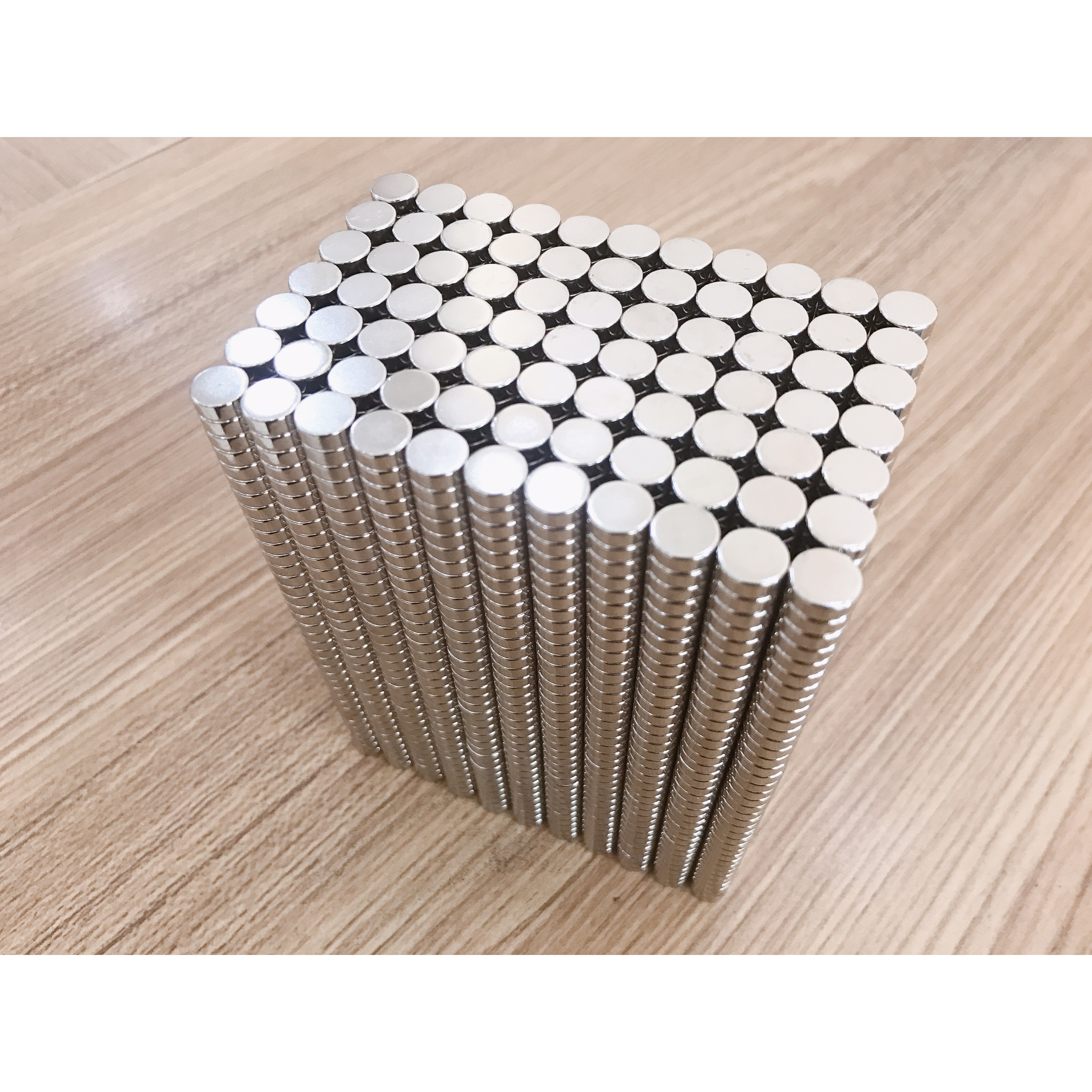 50 Viên Nam Châm Đất Hiếm Loại Tròn 8x3mm Mạ Niken Lực Từ N35 Cực Mạnh