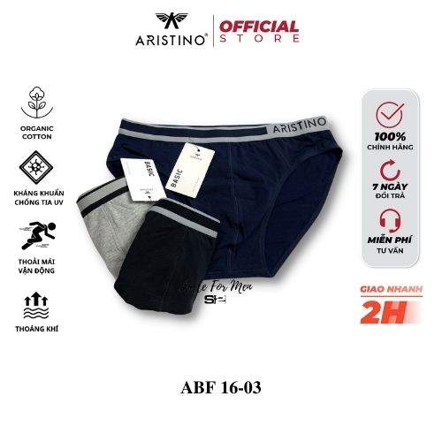 Quần sịp nam ARISTINO ABF1603 quần lót nam brief cotton cạp chun logo dệt kim kháng khuẩn khử mùi co giãn 4 chiều thoáng mát