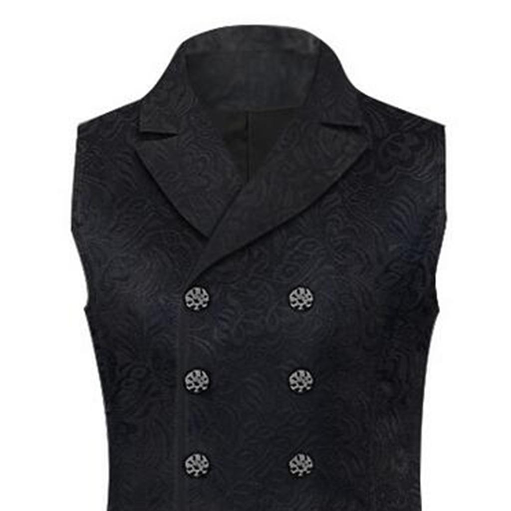 Mens Gothic Steampunk Double Breasted Vest Brocade Waistcoat