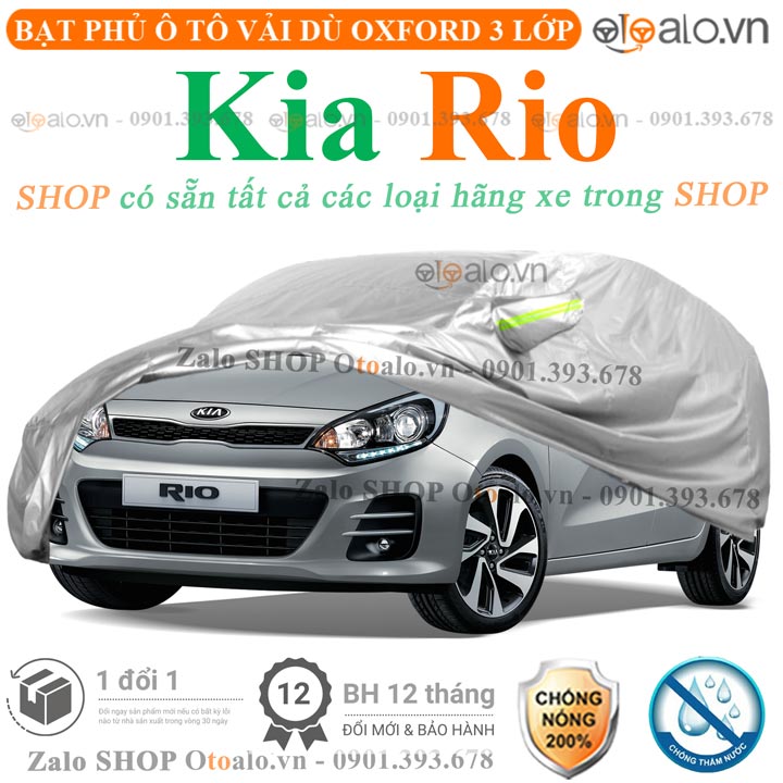Bạt che phủ xe ô tô Kia Rio vải dù 3 lớp CAO CẤP BPXOT - OTOALO