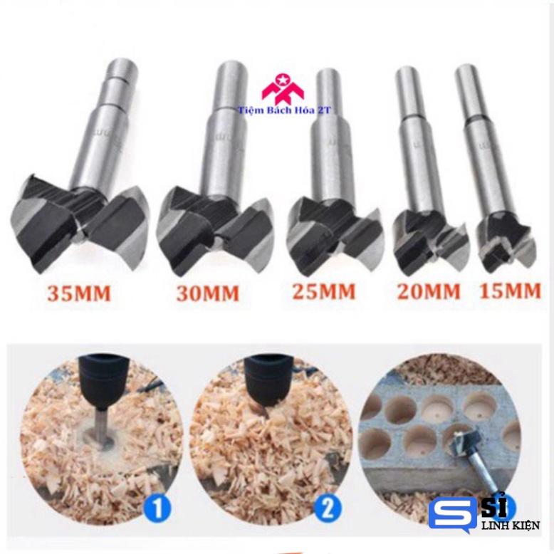 Bộ 5 mũi khoan khoét lỗ đường kính từ 15mm - 35mm - Khoan gỗ, nhựa, mica