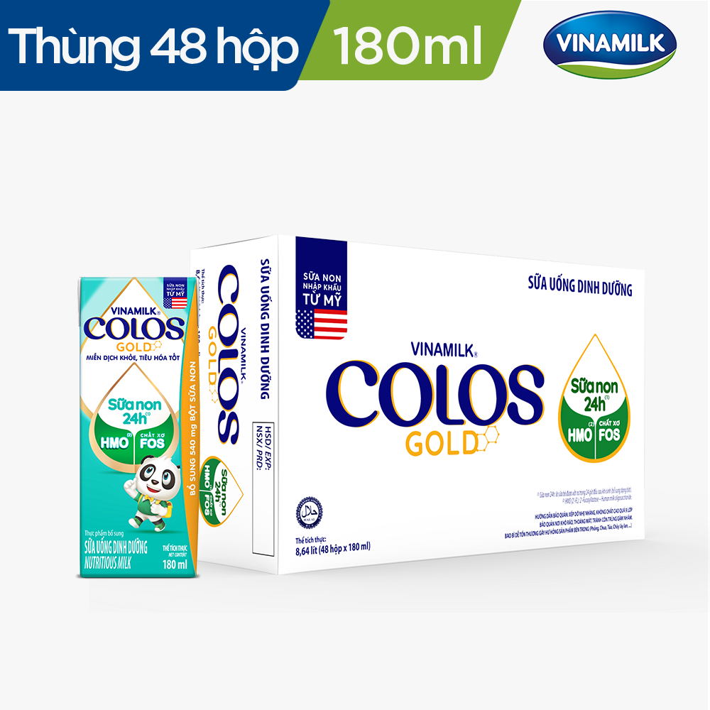 Thùng 48 Hộp Sữa uống dinh dưỡng Vinamilk ColosGold 180ml