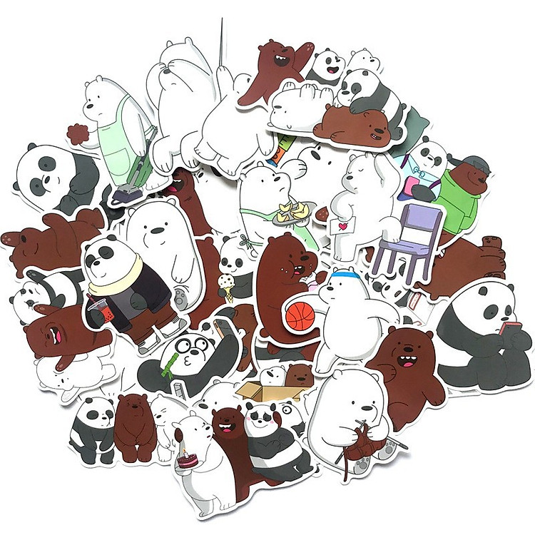 Set 60 sticker We Bare Bears (Chúng tôi đơn giản là Gấu)