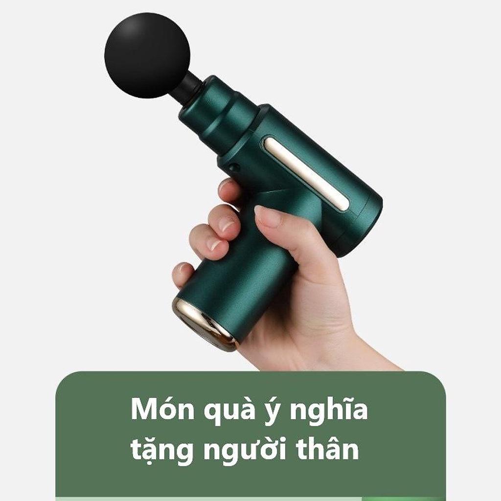 Máy mát xa cầm tay, massage toàn thân, cổ vai gáy, máy đấm lưng xoa bóp bấm huyệt mini 6 chế độ + Tặng kèm 4 đầu phụ kiệ