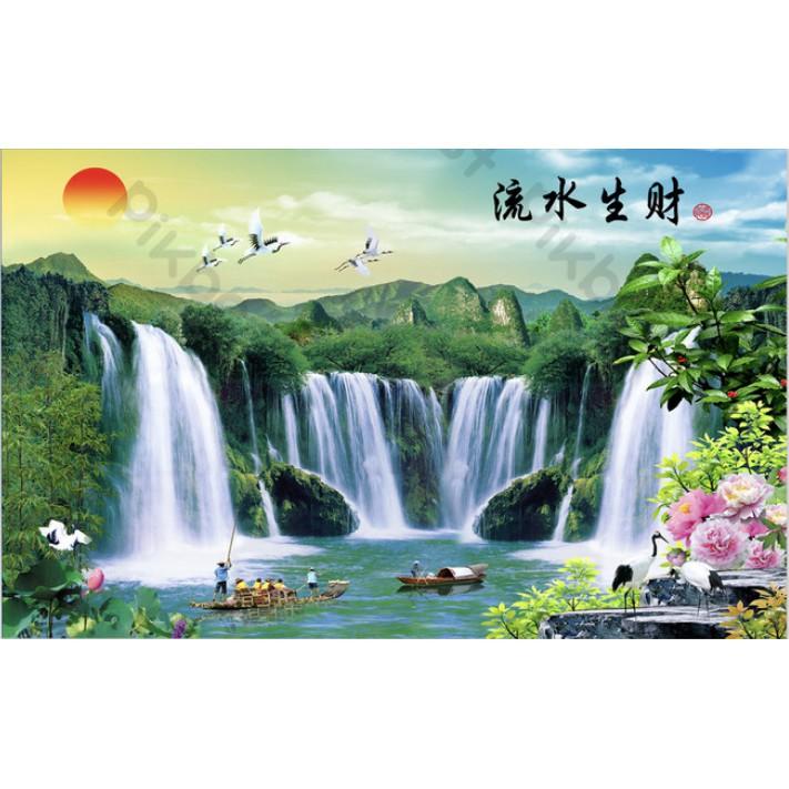 Tranh dán tường Tranh Núi Non Sơn Thủy Hữu Tình phòng kháchhiện đại dán tường MS959612