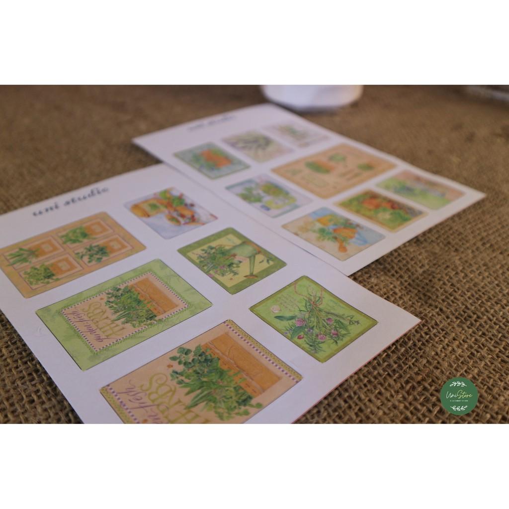 sticker phong cách cổ điển - sticker vintage green garden - uni004