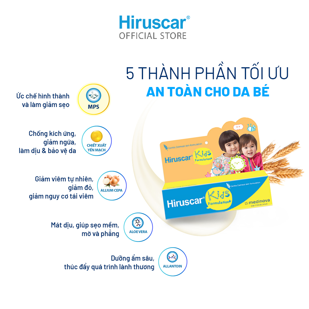 Gel Cải Thiện Sẹo Và Vết Thâm Ngứa Trẻ Em Hiruscar Kids 10G