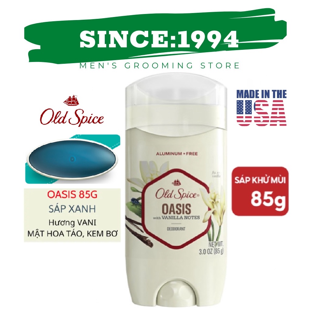 Lăn sáp khử mùi Old Spice sáp xanh 85g Wilderness Oasis Nightpanther ElkLord