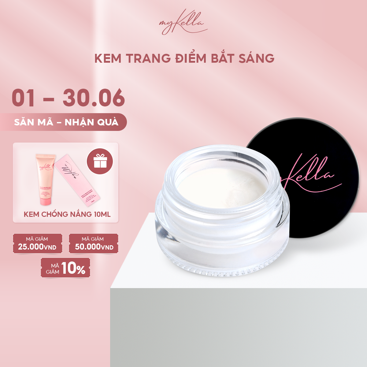 Má Hồng Dạng Kem myKella Trang Điểm Má - Môi - Mắt 3in1 - Multi Purpose Balm Peach Bắt Sáng 8.5g