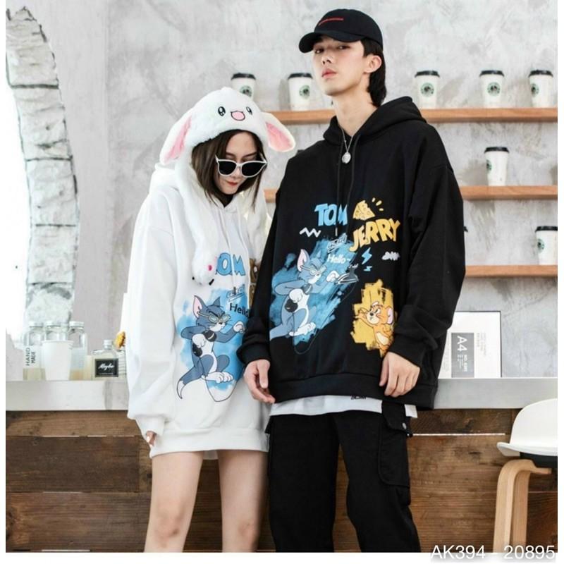 Áo Hoodie Nam Nữ Nỉ Bông Dày Dặn Form Rộng Hàng QC Sweater TOM & JERRY