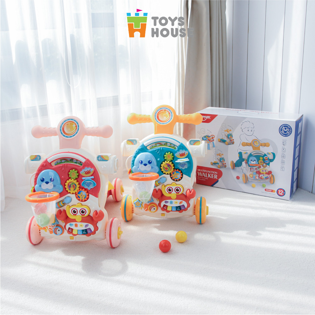 Xe tập đi đa năng 4 trong 1: xe tập đi, bàn nhạc, chòi chân, trượt scooter Toyshouse HE0826