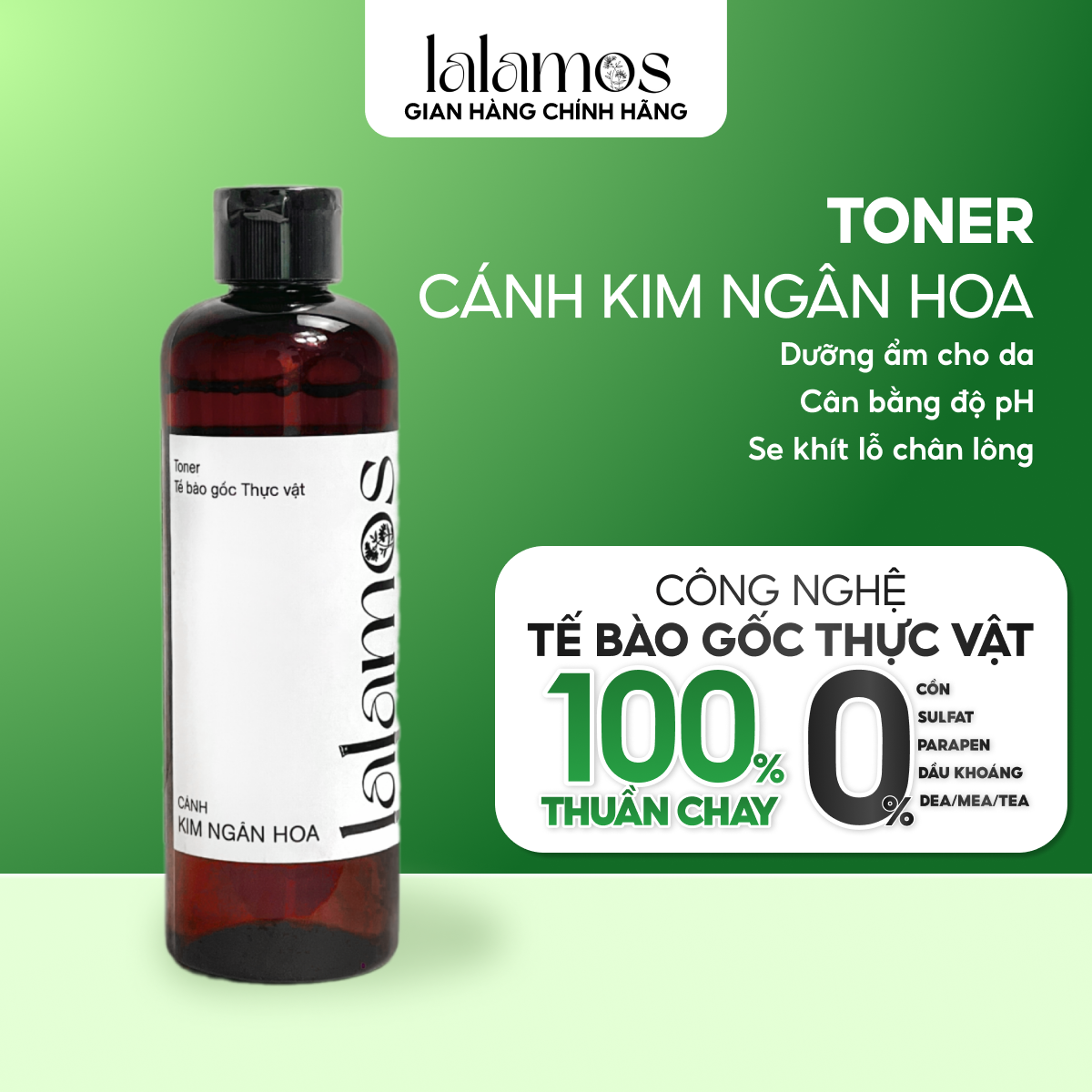 Toner Cánh Kim Ngân Hoa Lalamos Dưỡng Ẩm Và Se Khít Lỗ Chân Lông 250ml