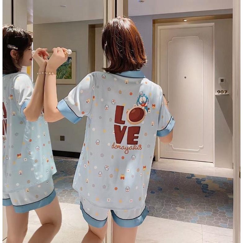 BỘ PIJAMA CỘC ĐÙI DOREMON LOVE HOẠ TIẾT XINH