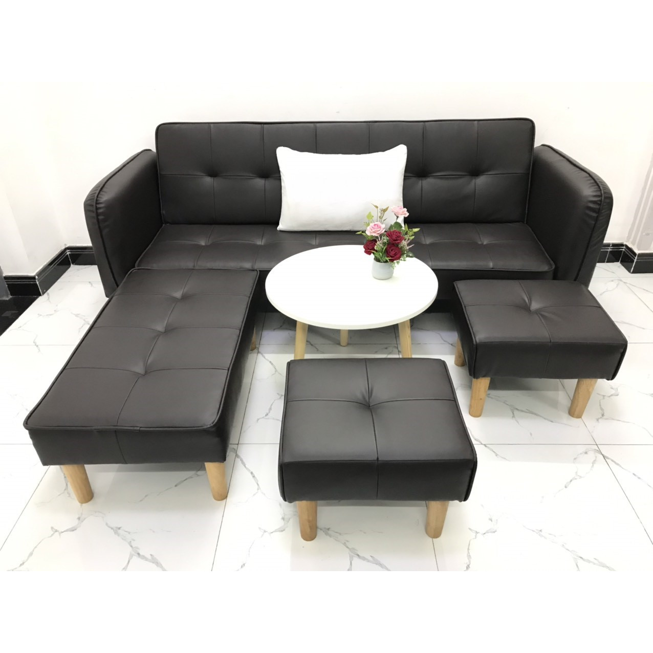 Cả bộ sofa bed L sofa giường tay vin phòng khách salon sivali12 sopha