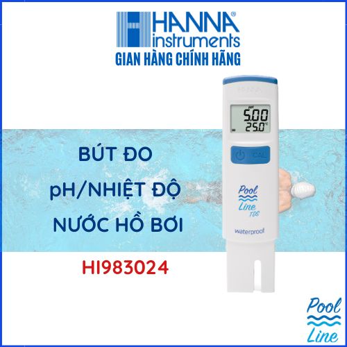 Bút Đo TDS/Nhiệt Độ Thang Cao Dòng PoolLine Chuyên Cho Nước Hồ Bơi - HANNA - HI983024 Tặng Kèm 4 Gói Dung Dịch Hiệu Chuẩn Máy , Bảo Hành Chính Hãng
