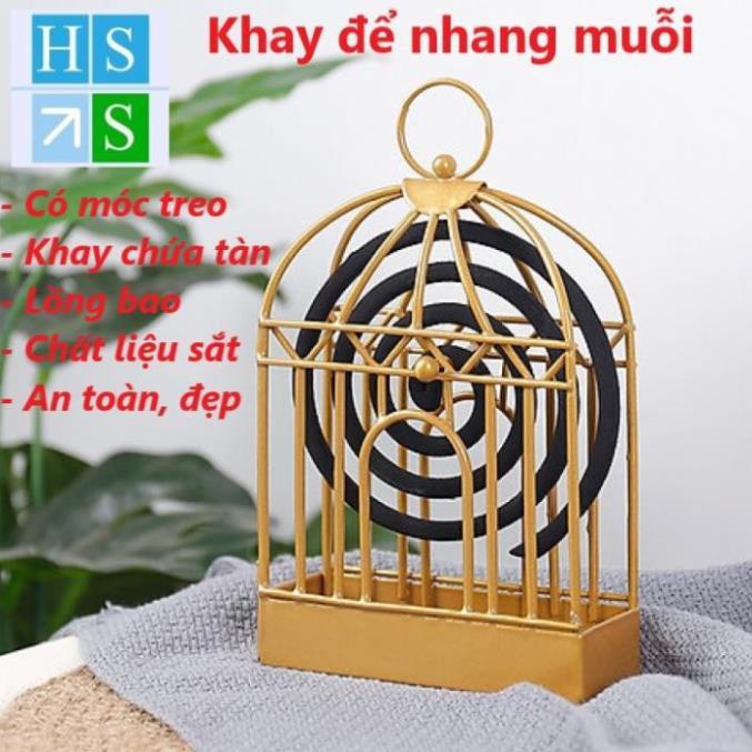 Lồng đựng nhang muỗi hình lồng chim khay đựng hương muỗi bằng thép an toàn cho trẻ em -