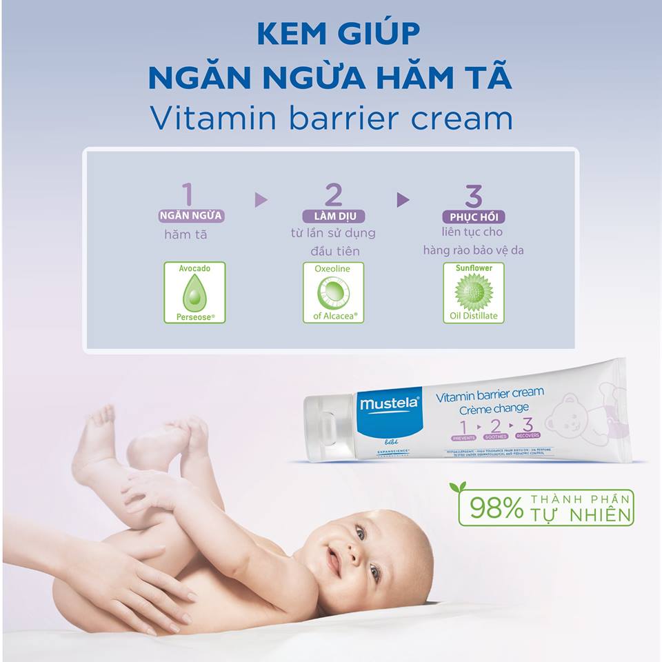 Mustela Kem dưỡng da cho vùng hăm tả Mustela Vitamin Barrier Cream 100ml