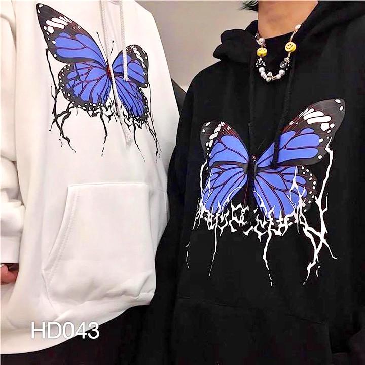 Áo khoát nữ nỉ hoodie bướm xanh ngộ nghĩnh bao đẹp-A656