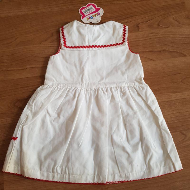 (Size 6month 3year) Màu trắng Đầm thủy thủ bé gái Hello BB | ShopHelloBB