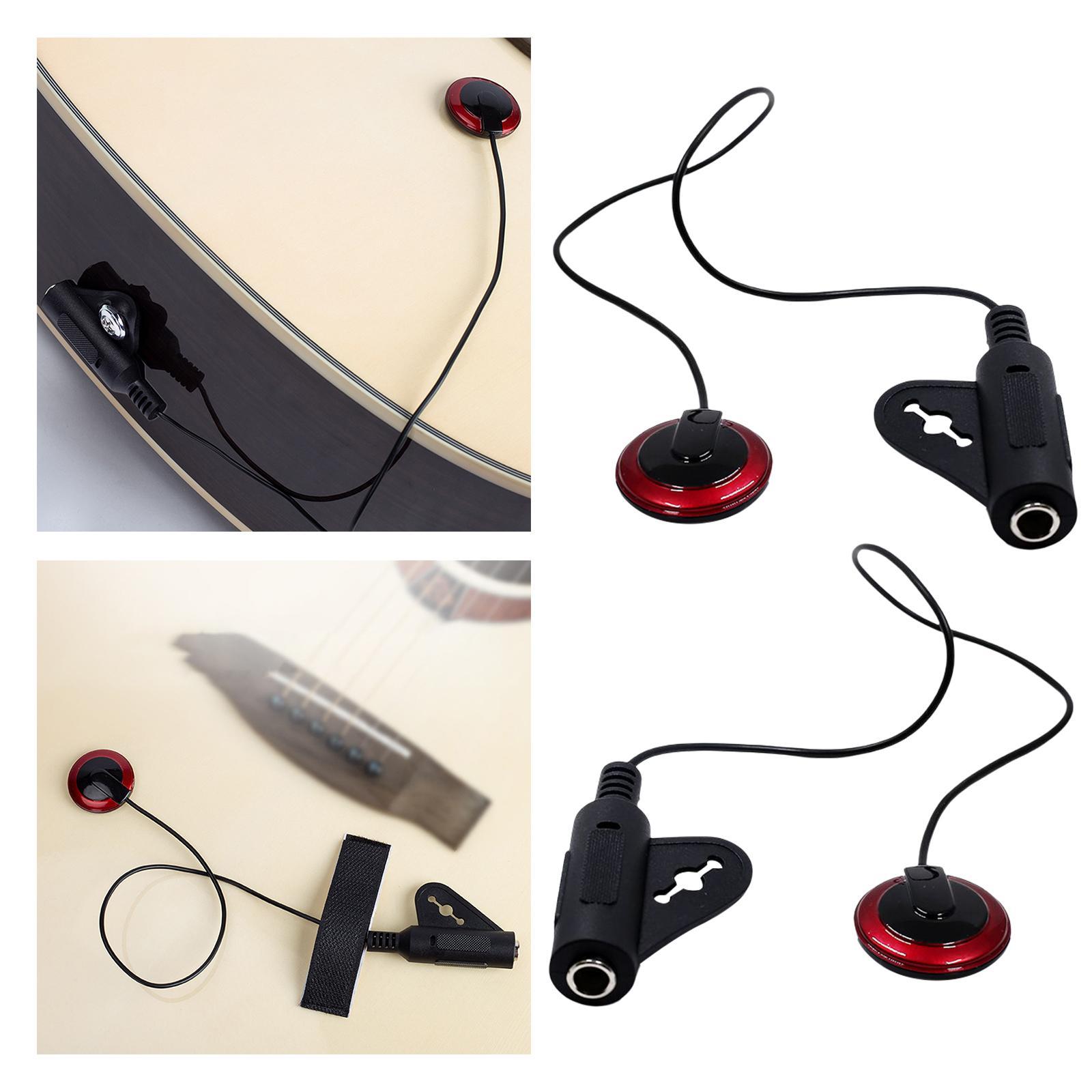 Contact Microphone Piezo Pickup, Guitar Violin Microphone Pickup for Guitar, Ukulele, Violin, Bass & Acoustic Electric with Cable