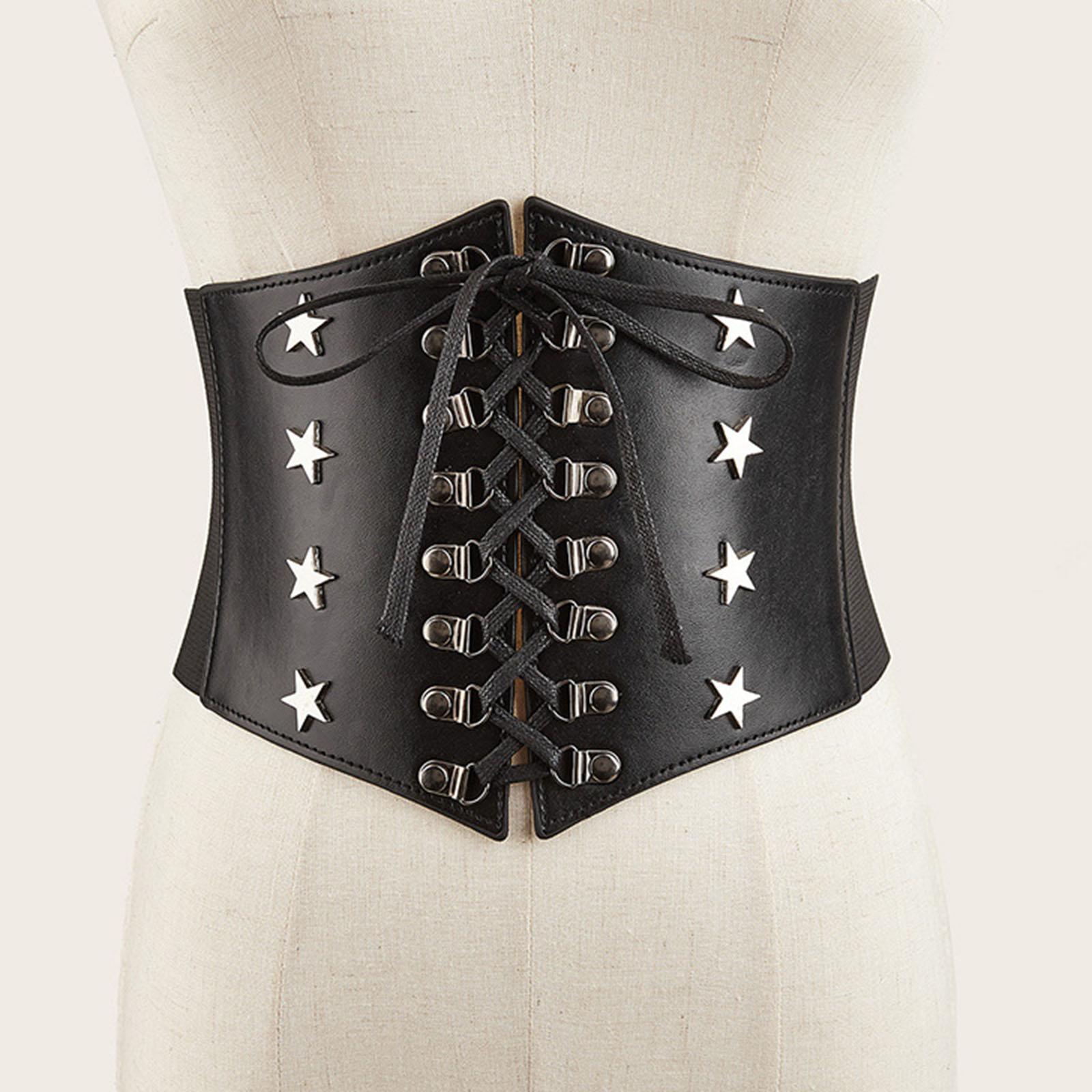 Women's Elastic Stretchy Wide Waist  Belt Fashion Dress Waistband Brown