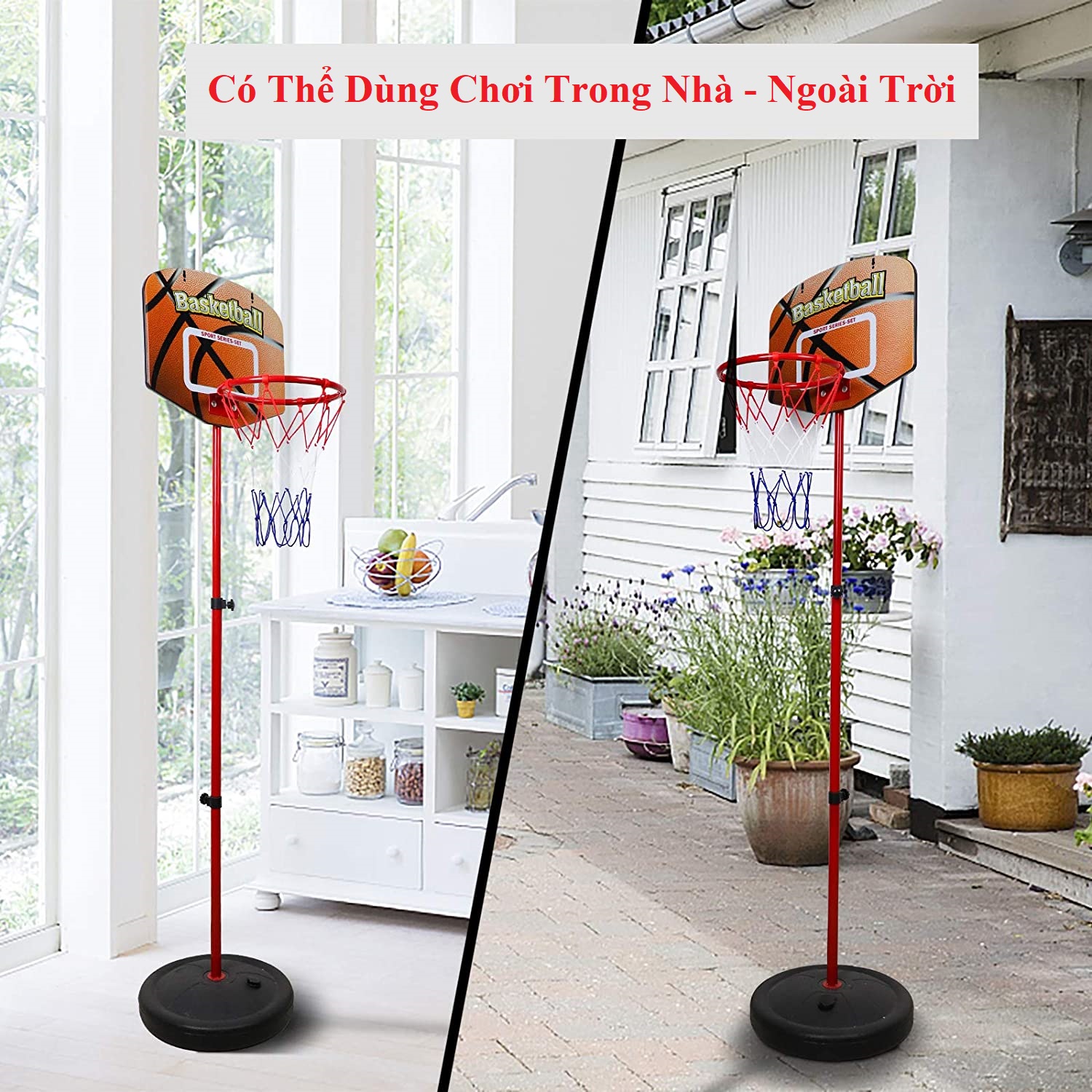 Bộ Đồ Chơi Bóng Rổ Cho Bé Thân Sắt Điều Chỉnh Chiều Cao Của Trụ – Bóng Rổ Trụ Sắt Cao Cấp Cho Trẻ Em – Chính Hãng Dododios