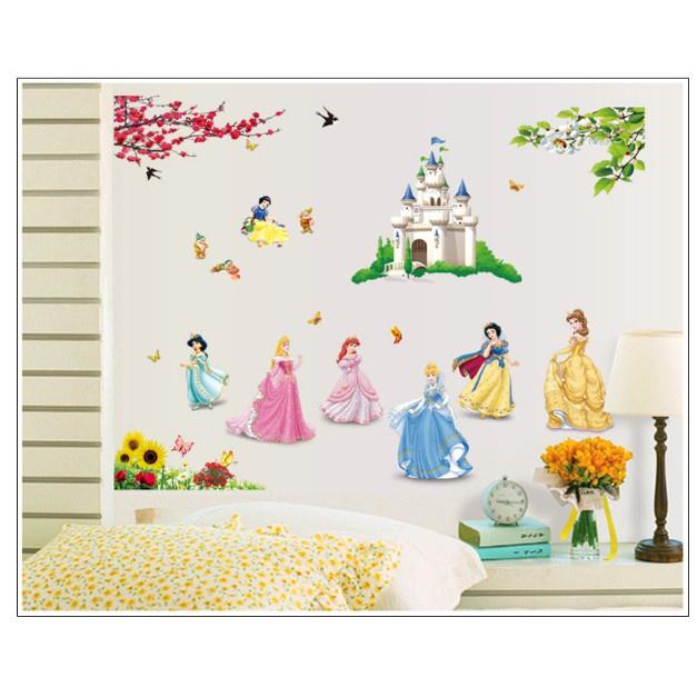 Tranh decal, decal dán tường trang trí phòng cho bé công chúa và lâu đài TE47