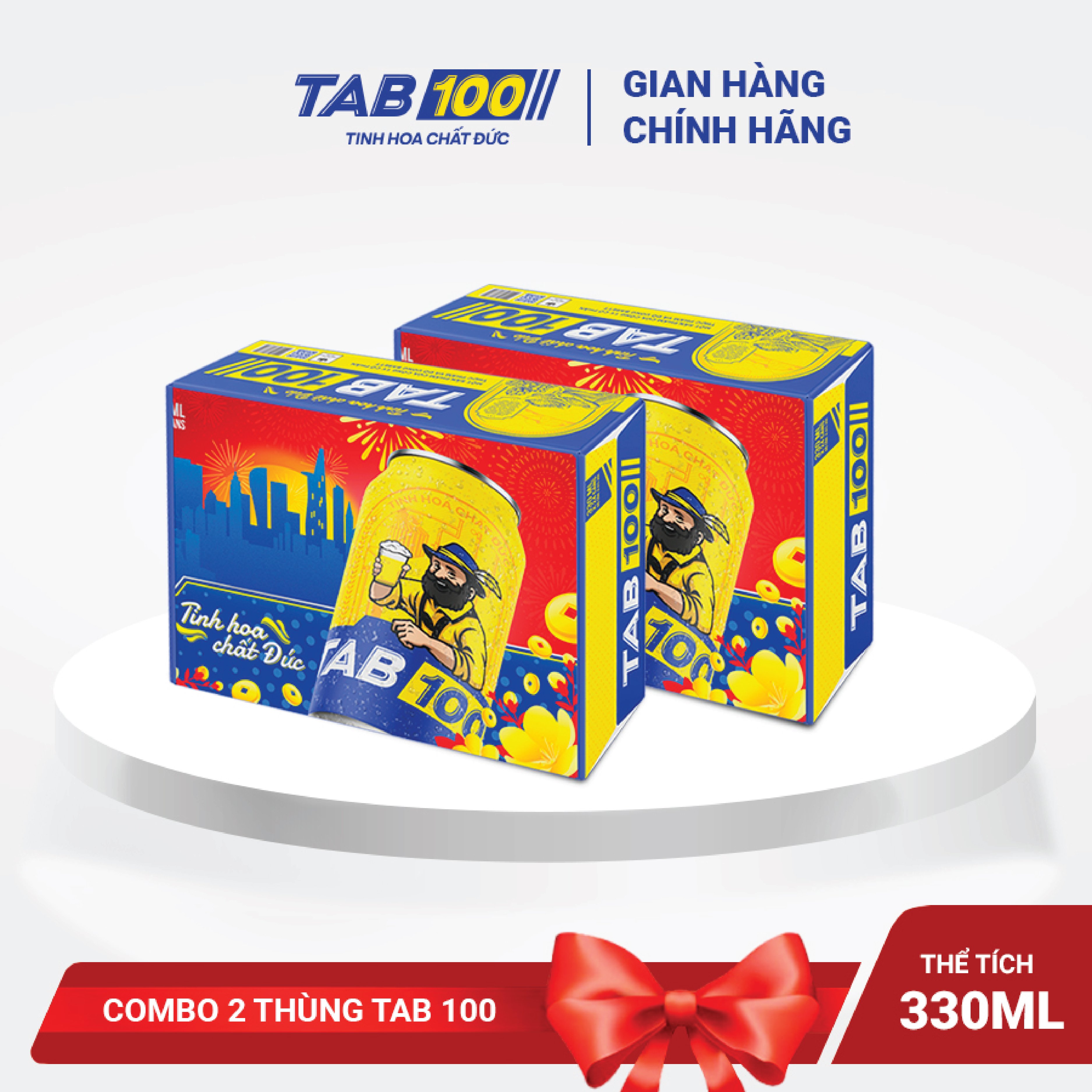 Bia TAB 100 TẾT combo 2 thùng (24 lon 330ml)