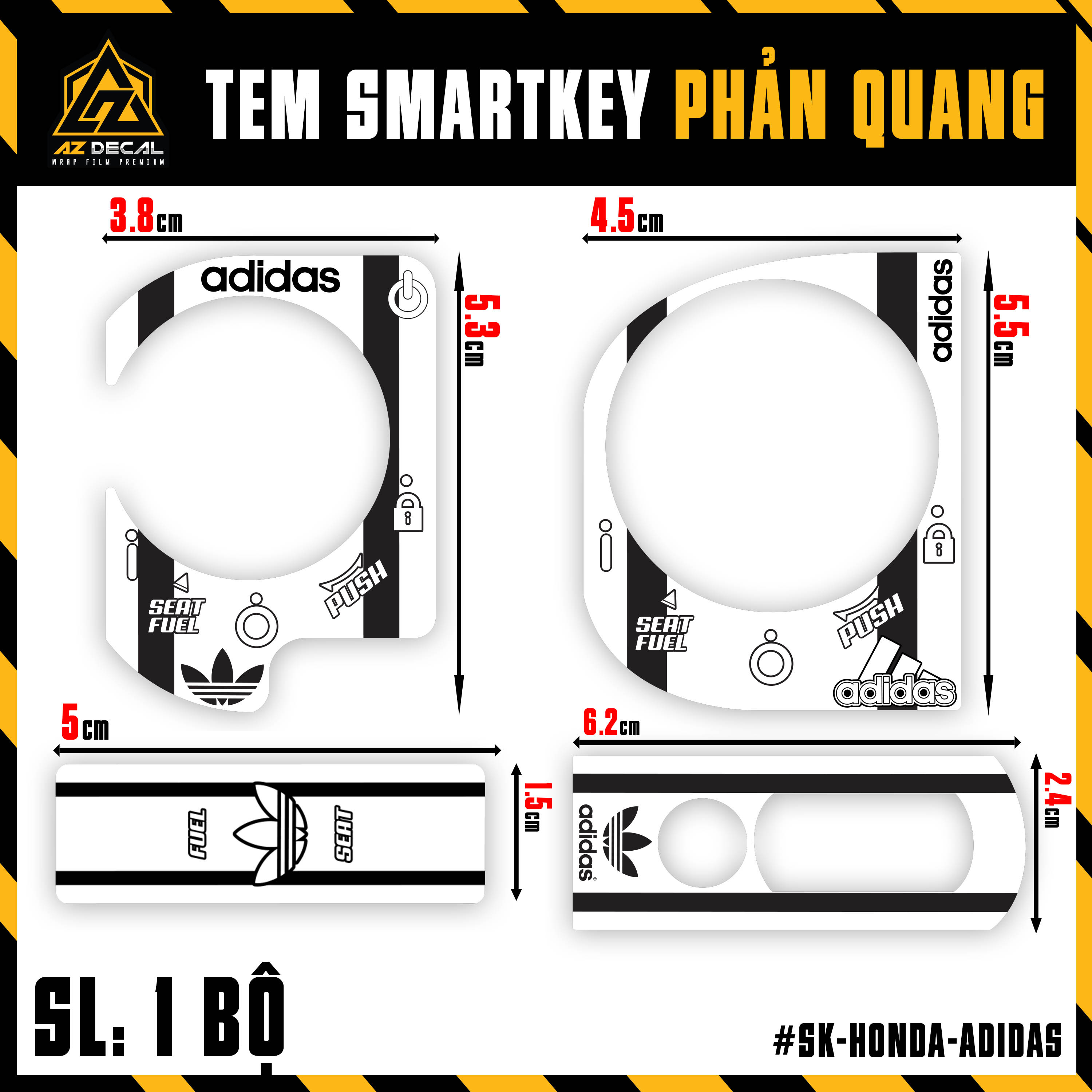 Tem Adidas Dán Ổ Khoá Và Chìa Khoá Smartkey Honda SH, SH Mode, Vision, Vario, Winner, Winner X,... | SK-HONDA-ADIDAS