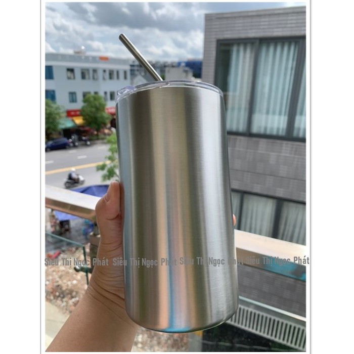 Bình/ Ly/Cốc giữ nhiệt Iced Americano 600ml_Kèm sẵn ống hút inox