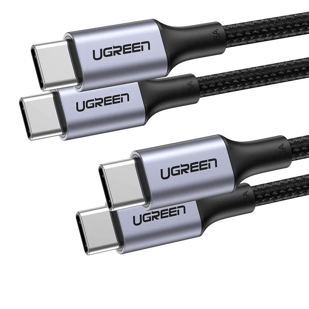 Ugreen UG1023010230TK 1 sợi 1M và 1 sợi 2M hỗ trợ sạc nhanh pd 100w màu xám đen cáp USB type C đầu nhôm chống nhiễu - HÀNG CHÍNH HÃNG