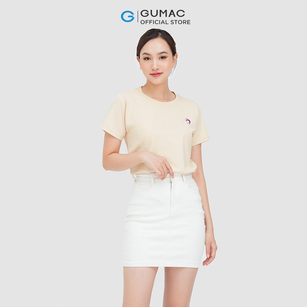 Áo thun nữ GUMAC ATC05073 thêu hình trẻ trung