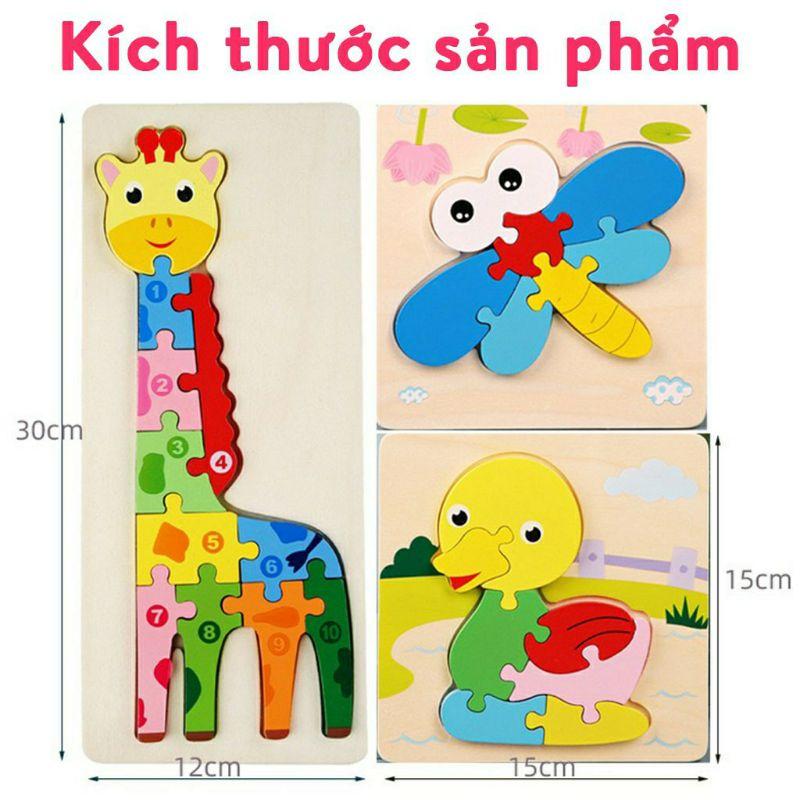 Xếp hình cho bé tranh ghép hình gỗ nổi nối số 3D to đẹp cho bé học số đếm cực dễ