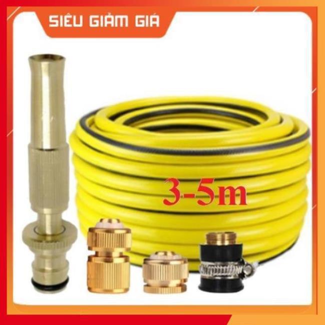 Bộ dây vòi xịt nước rửa xe, tưới cây . tăng áp 3 lần, loại 3m, 5m 206587Vđầu đồng, cút đồng, d.vàng