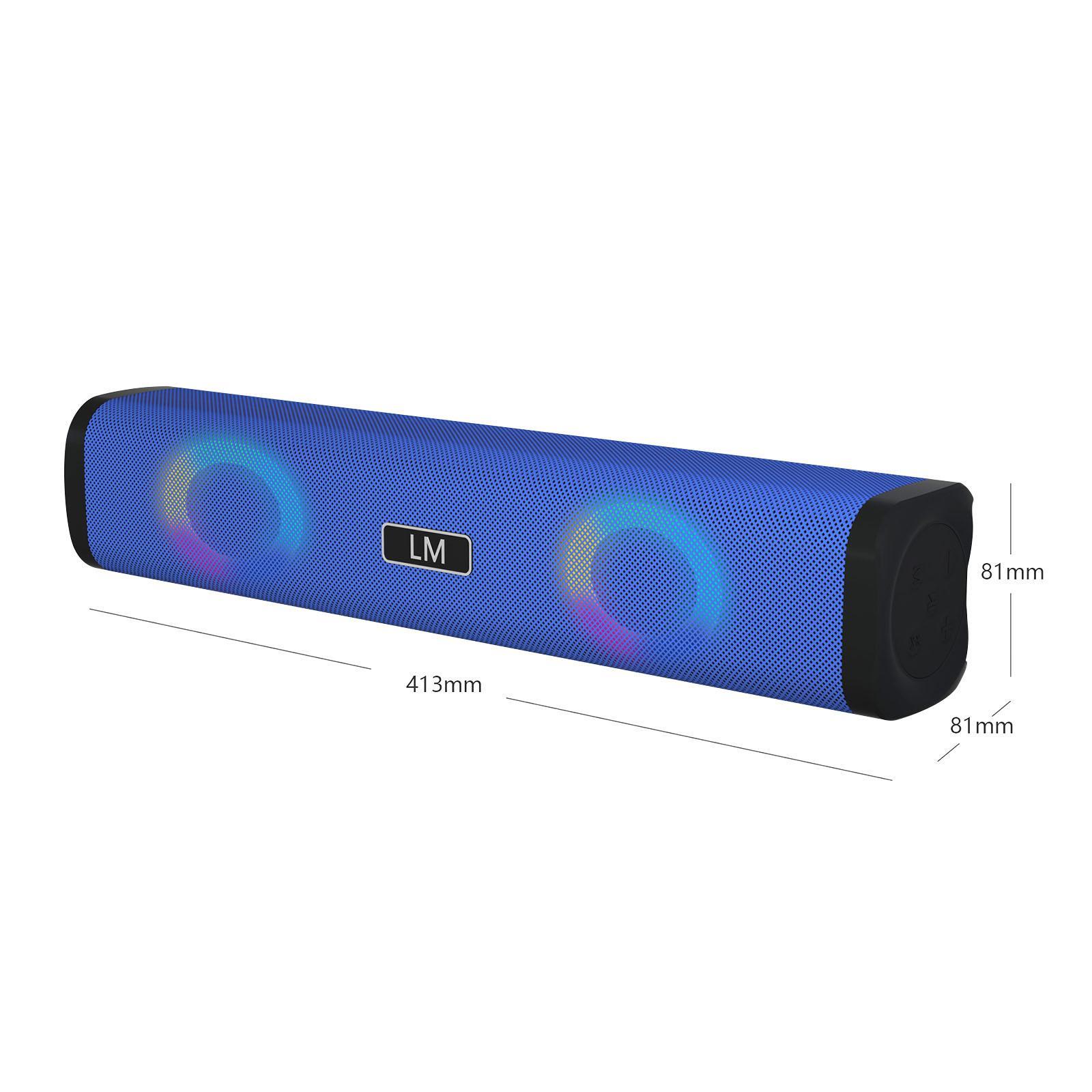 Wireless Sound Bar USB Powered Desktop Speaker for Cellphones Tablet Grb Blue