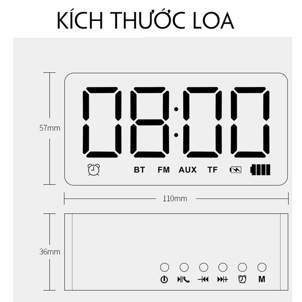 Loa Bluetooth Kiêm Gương Đồng Hồ Báo Thức VINETTEAM Loa Di Động Không Dây Máy Tính Điện Thoại Hộ Gia Đình Bass Mini Khối Lượng Cao - Hàng Nhập Khẩu