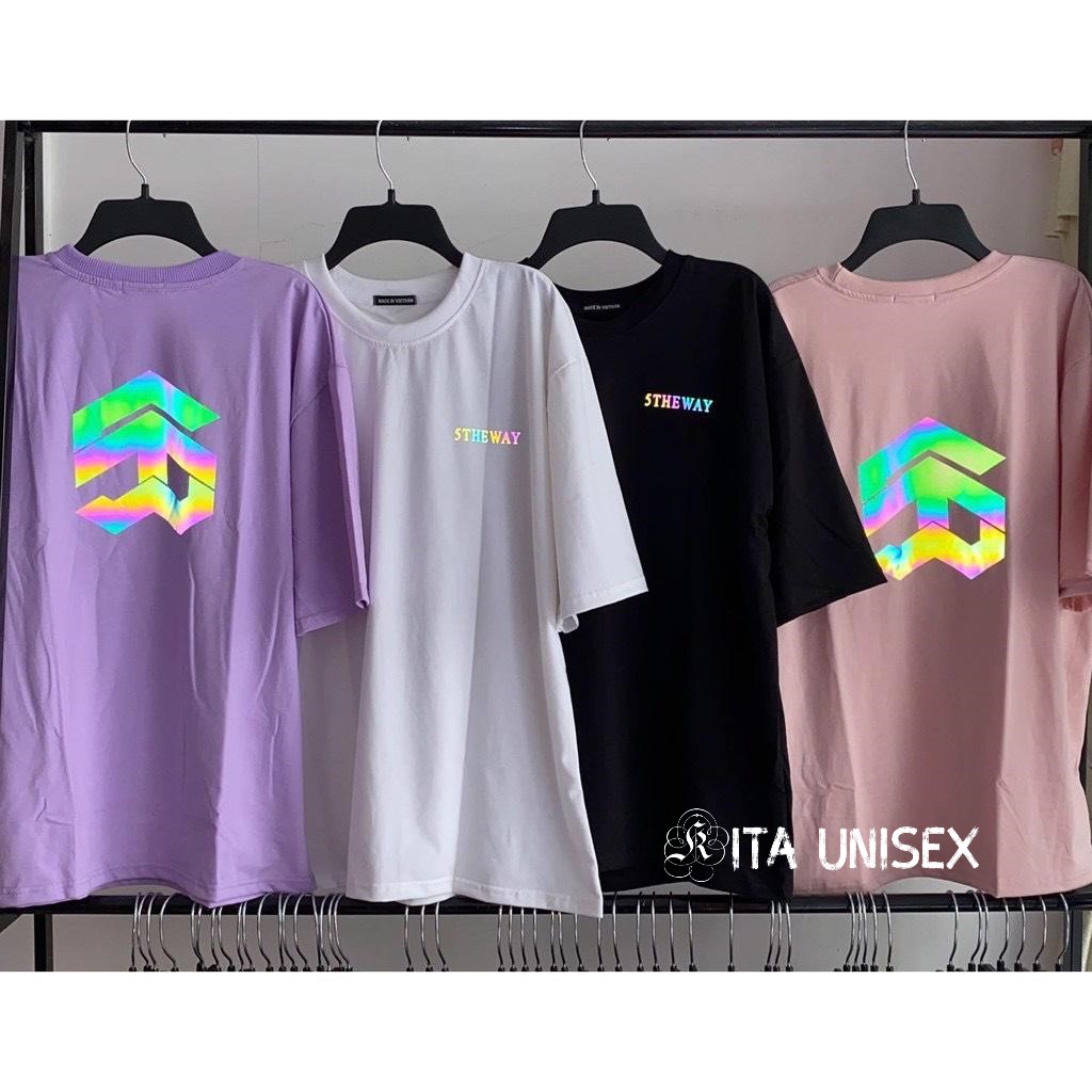 Áo thun phản quang nam nữ tay lỡ form rộng freesize Kita Unisex - STHEWAY - Ảnh màu in 2 mặt