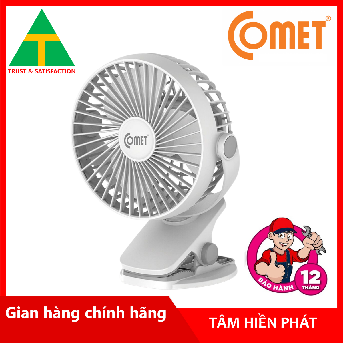 Quạt Sạc Comet CRF0705 (5W) - Xanh - Hàng chính hãng