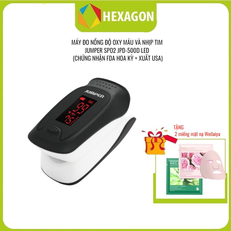 Máy đo nồng độ oxy máu SPO2 và nhịp tim, chỉ số PI Jumper JPD-500D