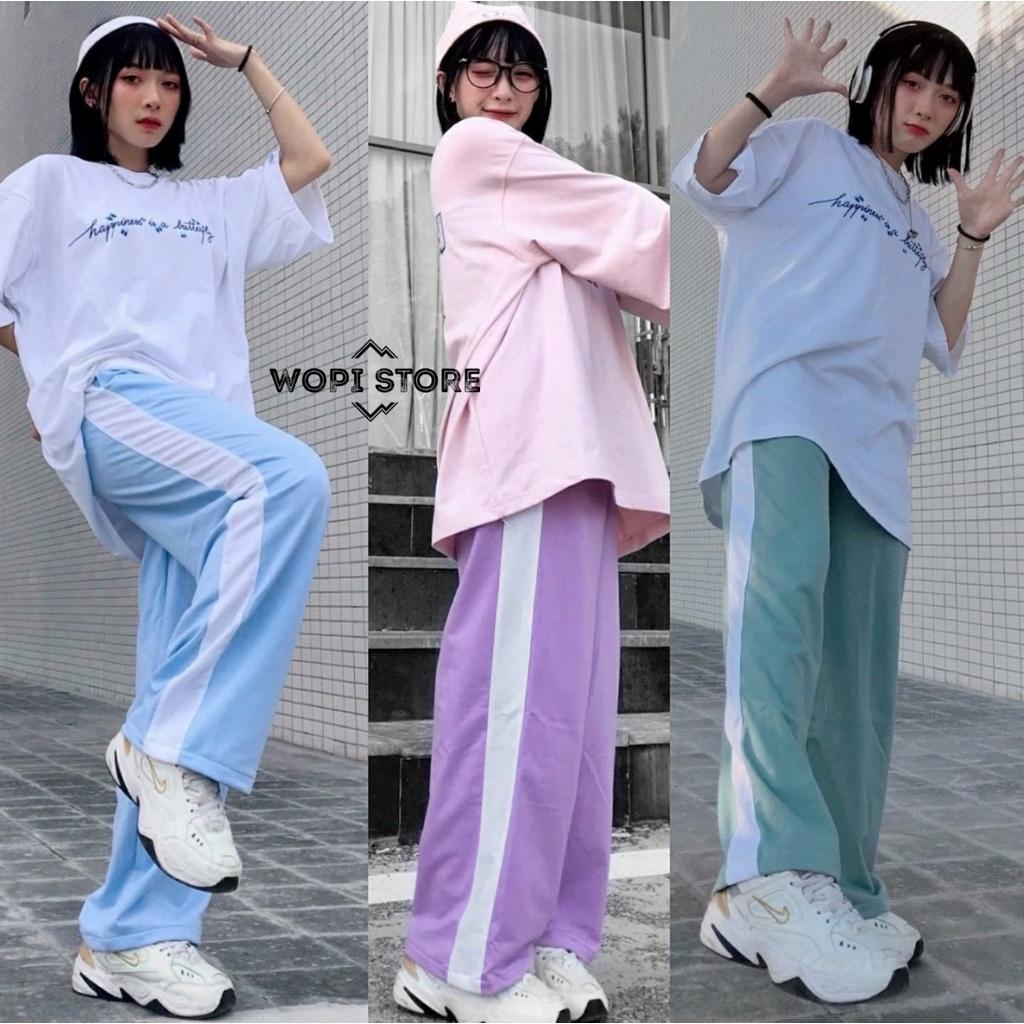 Quần Dài Nữ 1 Sọc Dáng Rộng Ống Suông Ulzzang Unisex
