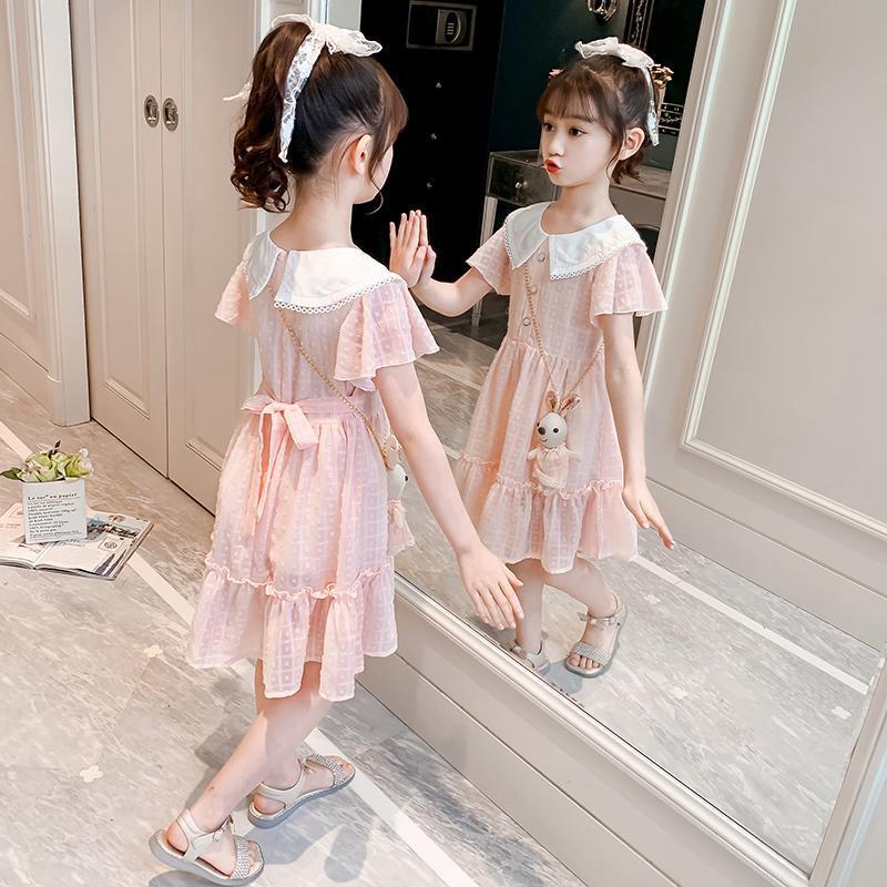 CHENGRUI Cô gái ăn mặc mùa hè trang phục mùa hè 2022 phong cách phương Tây lớn trẻ em mùa hè váy lưới đỏ cô gái nhỏ váy công chúa