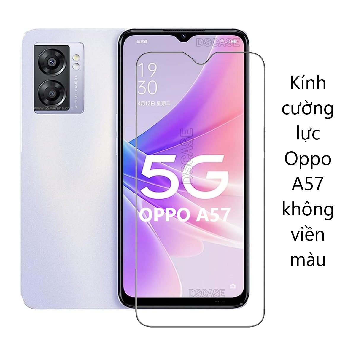 Kính Cường Lực cho Oppo A55 A57 A58 A74 A76 A77s A78 A93 A94 A95 A96 A98 5G 4G Không Viền Màu