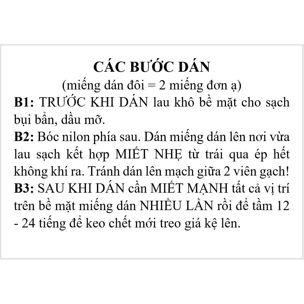 Combo 4 Miếng dán tường treo kệ bếp, kệ nhà tắm