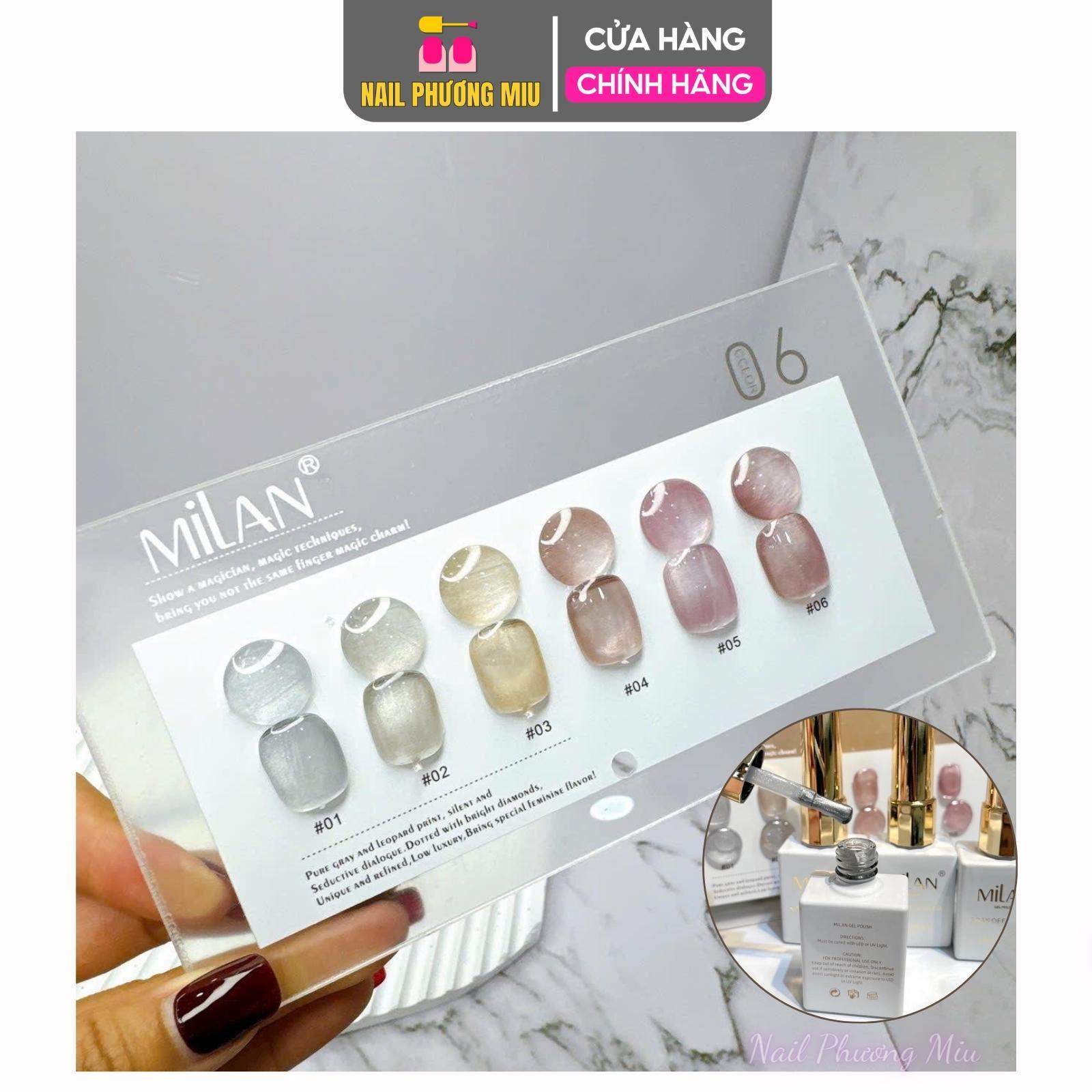 Sơn Mèo Sánh Trăng Milan Set 6 Chai, 15ml, Hiệu Ứng Ánh Trăng Mờ Ảo, Chất Gel Sánh Mịn, Làm Nail Kèm Bảng Màu Sẵn Nữ Sơn Gel