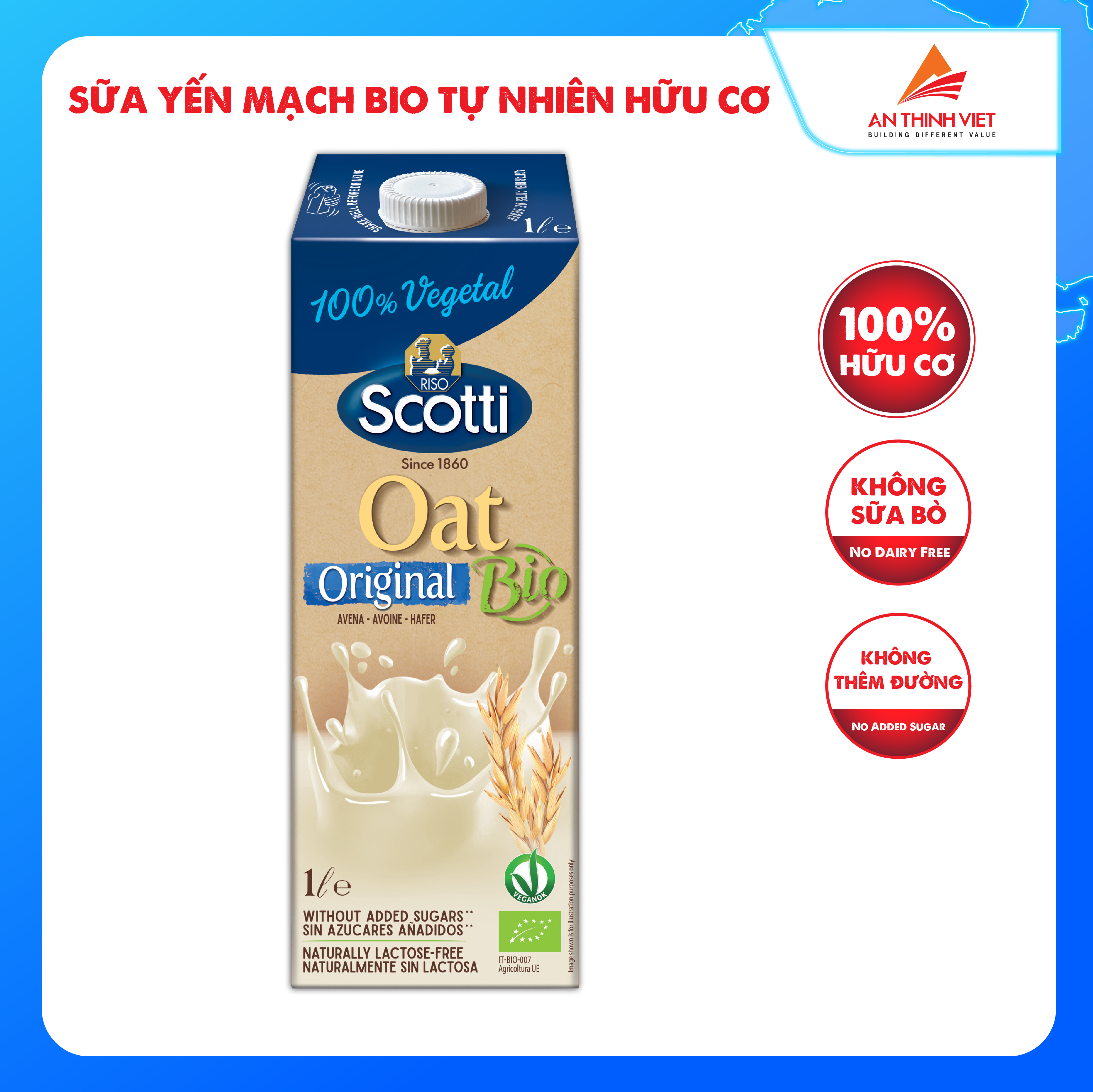 Sữa Yến Mạch Tự Nhiên Hữu Cơ Riso Scotti - Bio Original Oat Drink - 1L