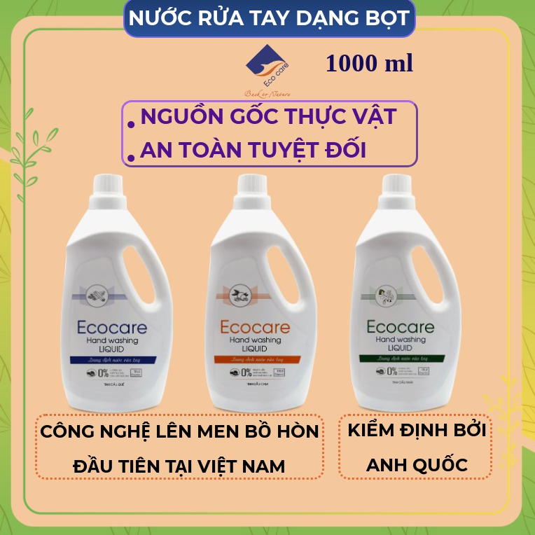 Nước rửa tay hữu cơ diệt khuẩn dạng bọt hương Cam 1000ml thương hiệu Ecocare ( tặng kèm vỏ tạo bọt)