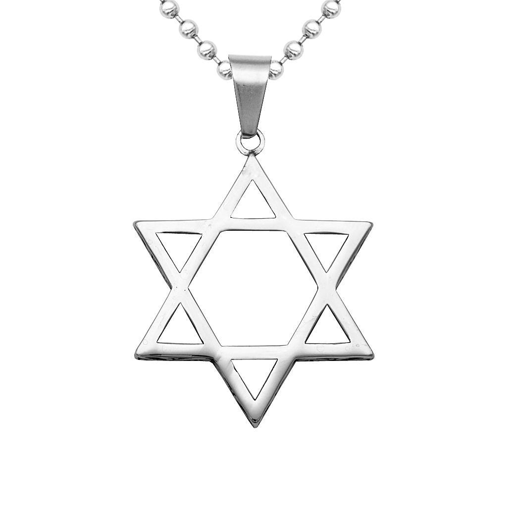 2X Men's Stainless Steel Star Of David Pendant Necklace Chain 20" Silver