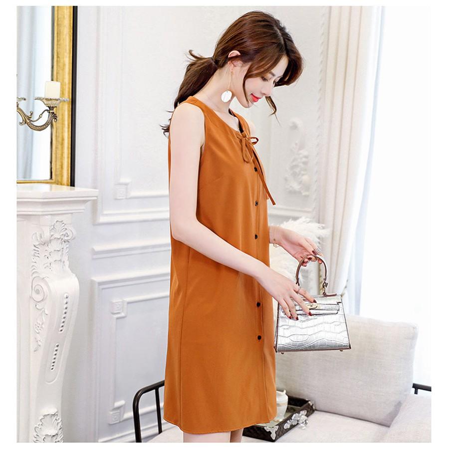 Đầm suông bổ trụ tính nơ nữ tính - DS109
